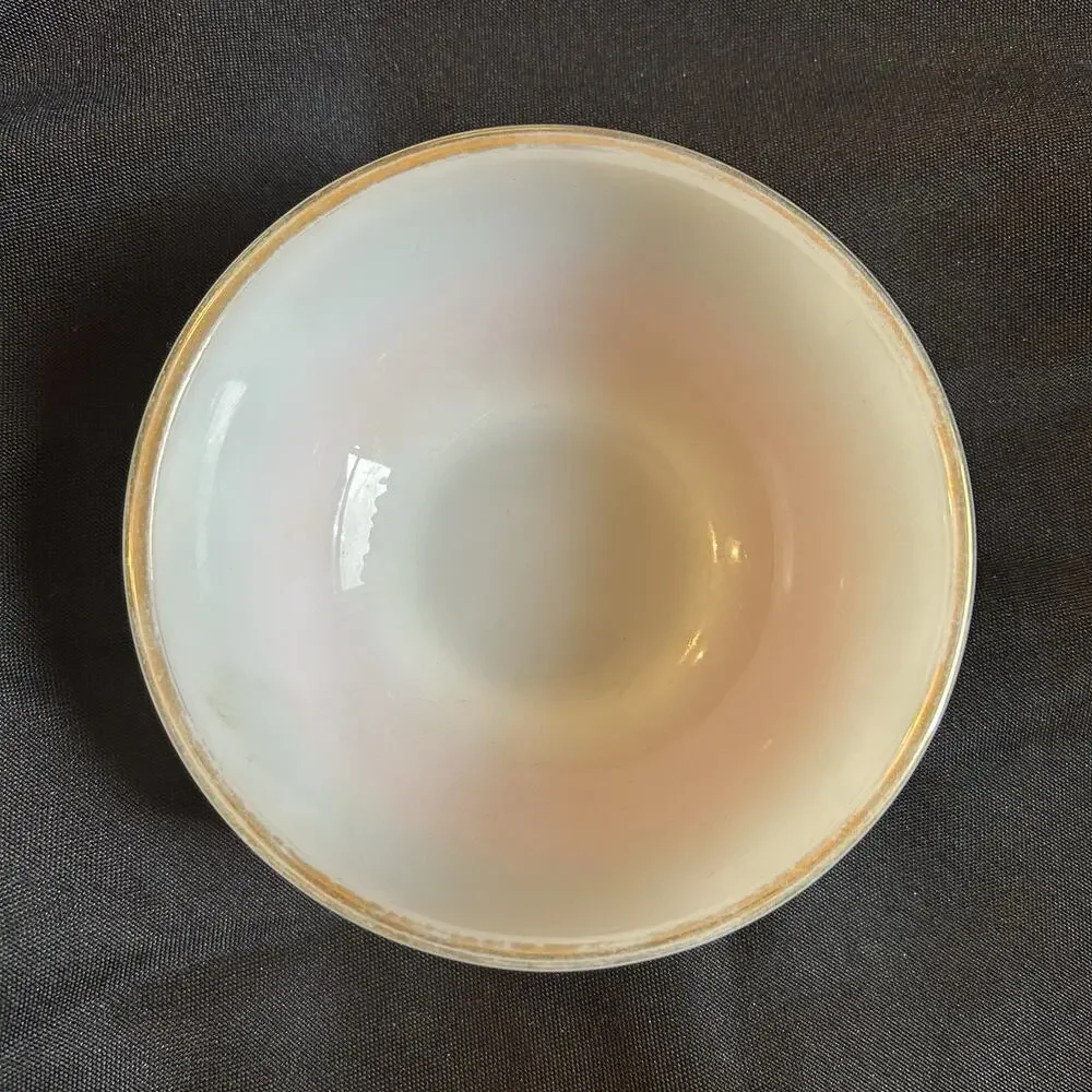 Vintage Anchor Hocking Fire King Fired On Pink Milk Glass Cereal Soup 5